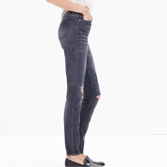 MADEWELL | Black Gray Wash Distressed High Riser Skinny Jeans Women’s Size 30/10 - Picture 3 of 14